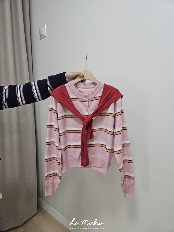 圓領排扣條紋POLO衫